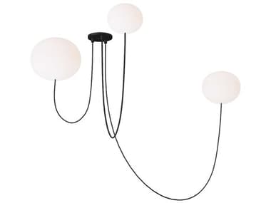 Visual Comfort Modern Helium 3-Light Matte Black Globe Chandelier VCMPBCH38027OPB