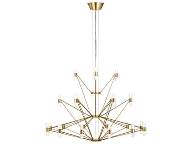 Visual Comfort Modern Lassell 46" Wide 42-Light Natural Brass Geometric Tiered Chandelier VCMSLCH24627NB