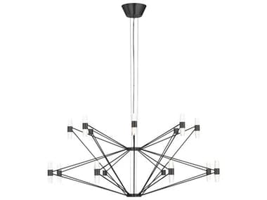 Visual Comfort Modern Lassell 48-Light Dark Bronze Geometric Tiered Chandelier VCMSLCH24727BZ