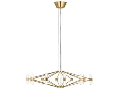 Visual Comfort Modern Lassell 24-Light Natural Brass Geometric Chandelier VCMSLCH24927NB