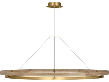 Visual Comfort Modern Grace 1-Light Hand Rubbed Antique Brass Natural Oak Pendant VCMSLCH30030HABNO