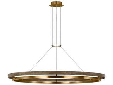 Visual Comfort Modern Grace 1-Light Natural Brass Weathered Oak Round Pendant VCMSLCH30030NBW