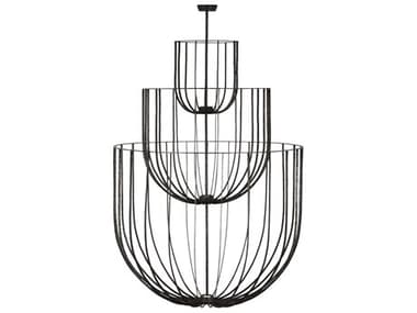 Visual Comfort Modern Sanchi 48" Wide 4-Light Aged Iron Gray Tiered Chandelier VCMSLCH32927AI