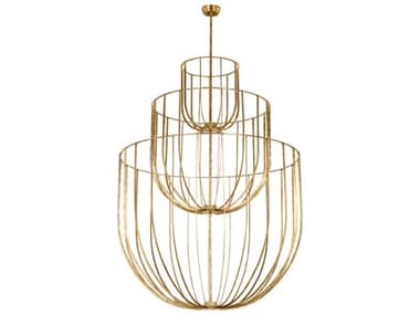 Visual Comfort Modern Sanchi 4-Light Polished Antique Brass Tiered Chandelier VCMSLCH32927PAB