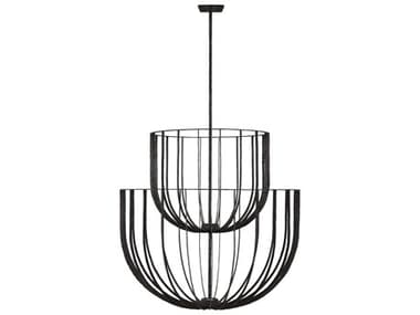 Visual Comfort Modern Sanchi 36" Wide 3-Light Aged Iron Gray Tiered Chandelier VCMSLCH33027AI