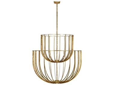 Visual Comfort Modern Sanchi 3-Light Polished Antique Brass Tiered Chandelier VCMSLCH33027PAB