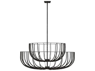Visual Comfort Modern Sanchi 42" Wide 3-Light Aged Iron Gray Tiered Chandelier VCMSLCH33127AI