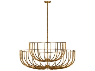 Visual Comfort Modern Sanchi 3-Light Polished Antique Brass Tiered Chandelier VCMSLCH33127PAB