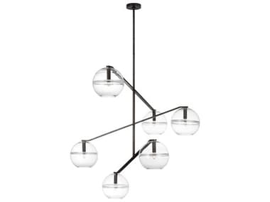 Visual Comfort Modern Lowing 6-Light White Black Globe Chandelier VCMSLCH354CBF