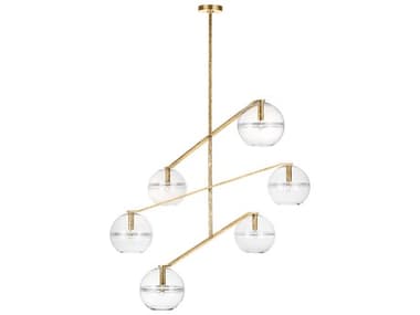 Visual Comfort Modern Lowing 6-Light Polished Antique Brass Globe Tiered Chandelier VCMSLCH354CPAB