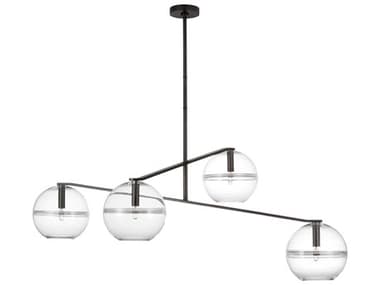 Visual Comfort Modern Lowing 4-Light White Black Globe Chandelier VCMSLCH355CBF