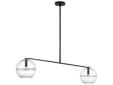 Visual Comfort Modern Lowing 2-Light White Black Globe Island Pendant VCMSLCH356CBF