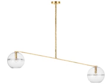 Visual Comfort Modern Lowing 2-Light Polished Antique Brass Linear Island Pendant VCMSLCH356CPAB