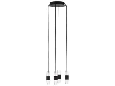 Visual Comfort Modern Lassell 10" 4-Light Nightshade Black Mini Pendant VCMSLCH38327B