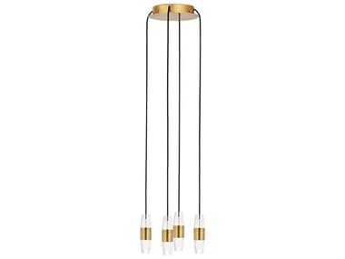 Visual Comfort Modern Lassell 10" 4-Light Natural Brass Mini Pendant VCMSLCH38327NB