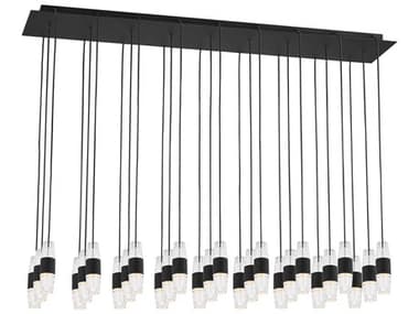 Visual Comfort Modern Lassell 44" 27-Light Nightshade Black Linear Island Pendant VCMSLCH38727B