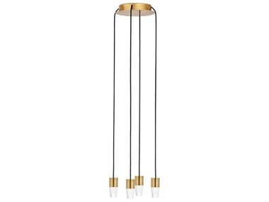 Visual Comfort Modern Lassell 10" 4-Light Natural Brass Mini Pendant VCMSLCH39027NB