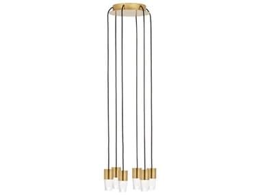 Visual Comfort Modern Lassell 6-Light Natural Brass Mini Pendant VCMSLCH39127NB