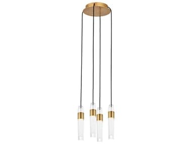 Visual Comfort Modern Lassell 10" 4-Light Natural Brass Mini Pendant VCMSLCH39927NB