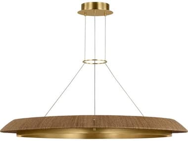 Visual Comfort Modern Noa 1-Light Hand Rubbed Antique Brass Natural Pendant VCMSLCH55727NTHAB