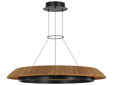 Visual Comfort Modern Noa 1-Light Bronze Natural Pendant VCMSLCH55827NTBZ