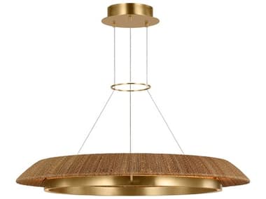 Visual Comfort Modern Noa 1-Light Hand Rubbed Antique Brass Natural Pendant VCMSLCH55827NTHAB