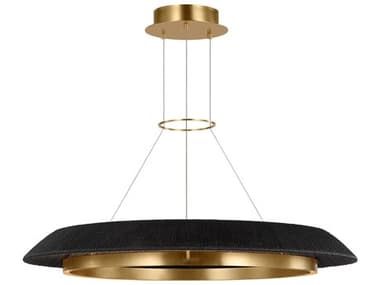 Visual Comfort Modern Noa 1-Light Hand Rubbed Antique Brass Washed Black Pendant VCMSLCH55827WBKHAB