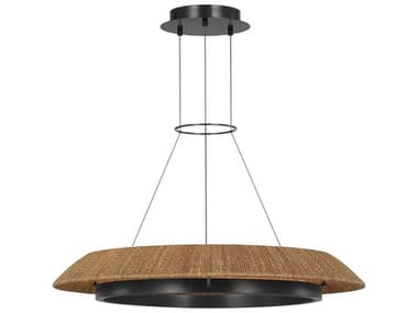 Visual Comfort Modern Noa 1-Light Bronze Natural Pendant VCMSLCH55927NTBZ