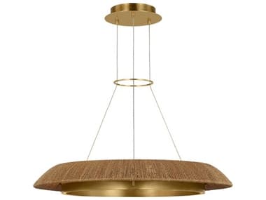 Visual Comfort Modern Noa 1-Light Hand Rubbed Antique Brass Natural Pendant VCMSLCH55927NTHAB