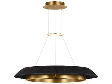 Visual Comfort Modern Noa 1-Light Hand Rubbed Antique Brass Washed Black Pendant VCMSLCH55927WBKHAB