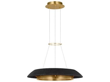 Visual Comfort Modern Noa 1-Light Hand Rubbed Antique Brass Washed Black Pendant VCMSLCH56027WBKHAB