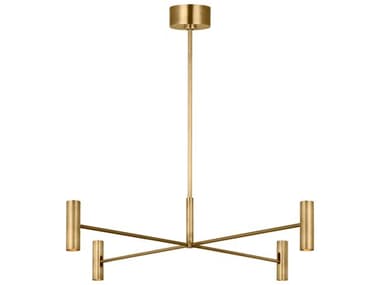 Visual Comfort Modern Ponte 8-Light Hand Rubbed Antique Brass Cylinder Chandelier VCMSLCH57030HAB