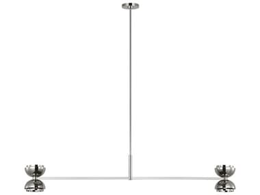 Visual Comfort Modern Shanti 60" 2-Light Polished Nickel Dome Linear Island Pendant VCMSLLS31927N