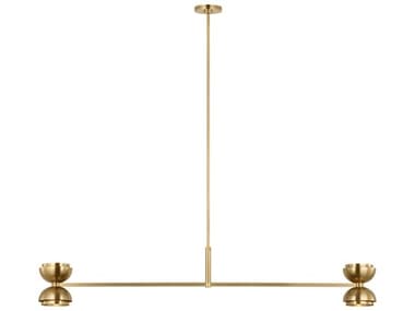 Visual Comfort Modern Shanti 2-Light Natural Brass Dome Linear Island Pendant VCMSLLS31927NB