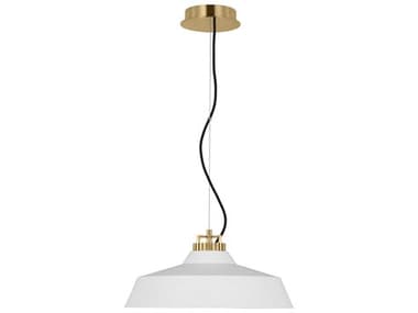 Visual Comfort Modern Forge 1-Light White Natural Brass Pendant VCMSLPD12827WNB