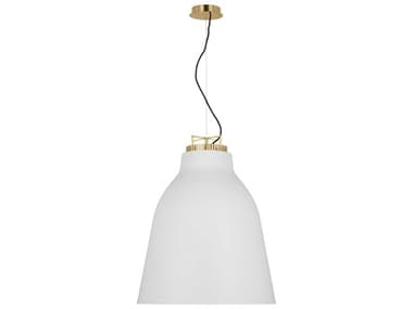 Visual Comfort Modern Forge 26" 1-Light White Natural Brass Pendant VCMSLPD12927WNB