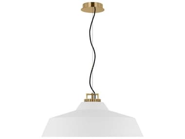 Visual Comfort Modern Forge 28" 1-Light White Natural Brass Pendant VCMSLPD13127WNB