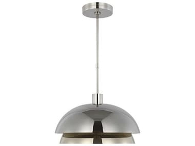 Visual Comfort Modern Shanti 20" 1-Light Polished Nickel Dome Pendant VCMSLPD13427N