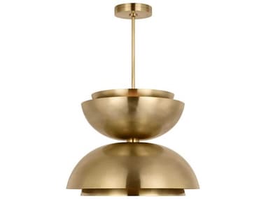 Visual Comfort Modern Shanti 26" 2-Light Natural Brass Dome Pendant VCMSLPD32227NB