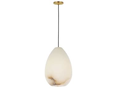 Visual Comfort Modern Alina 1-Light Hand Rubbed Antique Brass White Mini Pendant VCMSLPD544ALBHAB