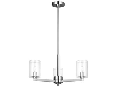 Visual Comfort Studio Fullton 3-Light Chrome Candelabra Cylinder Chandelier VCS3164203C05
