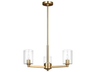 Visual Comfort Studio Fullton 3-Light Satin Brass Candelabra Cylinder Chandelier VCS3164203C848