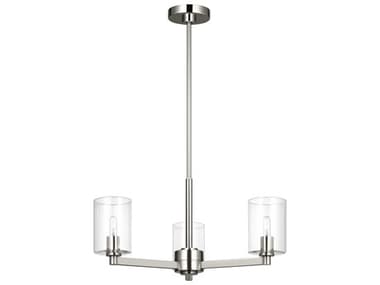 Visual Comfort Studio Fullton 3-Light Brushed Nickel Candelabra Cylinder Chandelier VCS3164203C962
