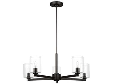Visual Comfort Studio Fullton 5-Light Midnight Black Candelabra Cylinder Chandelier VCS3164205C112