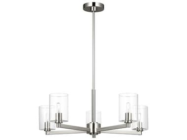 Visual Comfort Studio Fullton 5-Light Brushed Nickel Candelabra Cylinder Chandelier VCS3164205C962