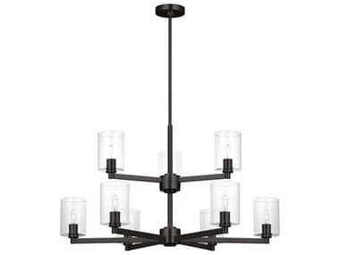 Visual Comfort Studio Fullton 9-Light Midnight Black Candelabra Cylinder Chandelier VCS3164209C112