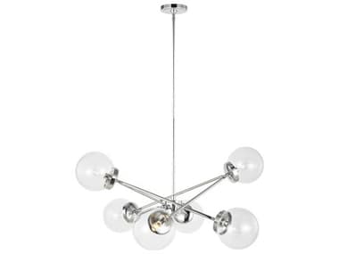 Visual Comfort Studio Tierney 33" Wide 6-Light Chrome Globe Chandelier VCS318270605