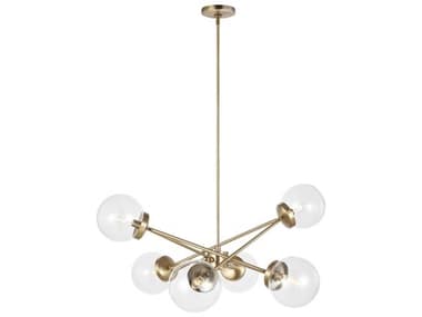 Visual Comfort Studio Tierney 6-Light Satin Brass Globe Chandelier VCS3182706848