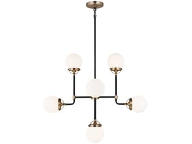 Visual Comfort Studio Cafe 32" Wide 8-Light Satin Brass Globe Chandelier VCS3187908848