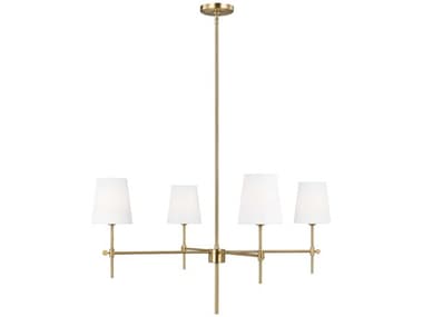 Visual Comfort Studio Baker 36" Wide 4-Light Satin Brass Chandelier VCS3287204848